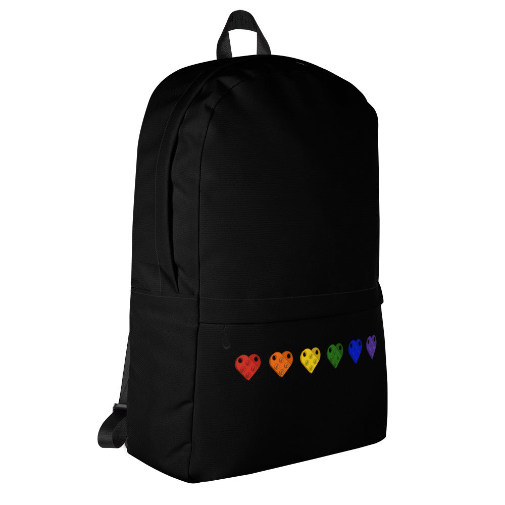 Brick Heart Backpack | Rainbow Heart Backpack | Lego Backpack | Rainbow Lego Bag - StudBee